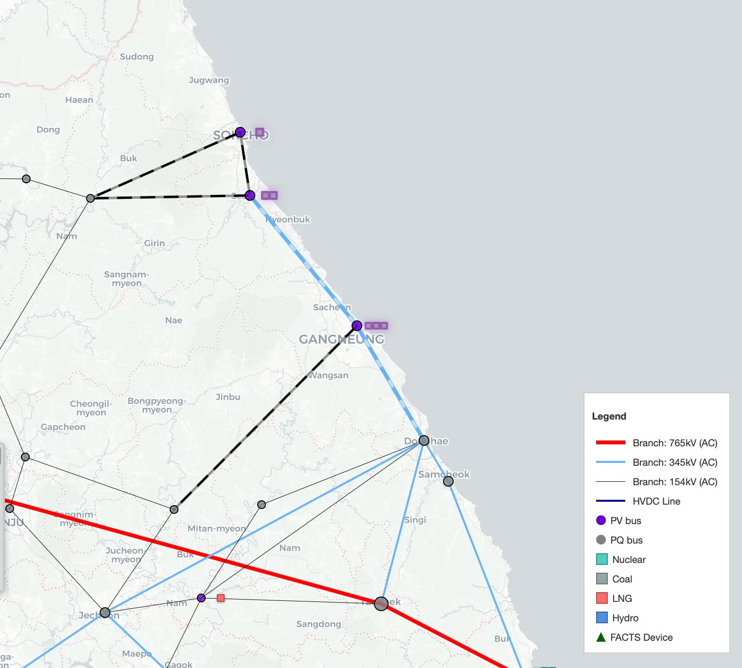 Zoomed-in view of Pflow overlay (dashed flow markers along branches)