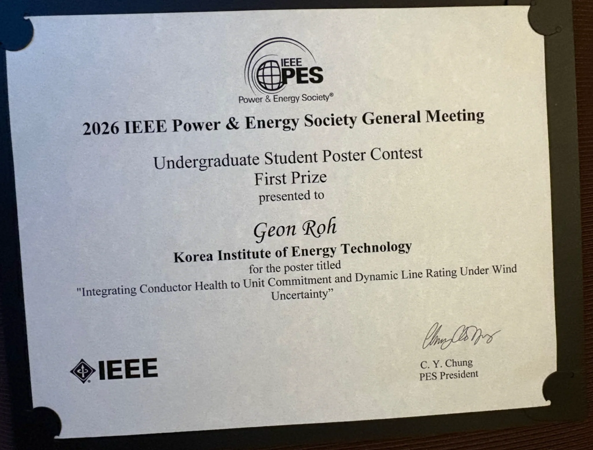 2026 IEEE PES GM – Poster Contest 1st Prize
