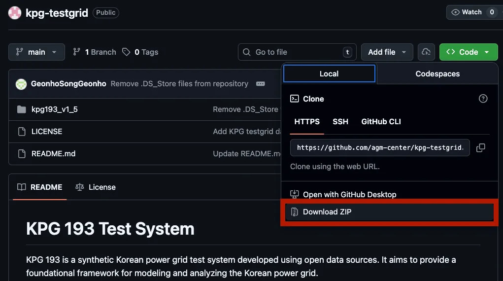 Download KPG TestGrid ZIP from the repository page